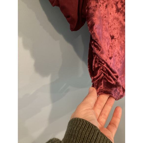 Free People Womens Velvet Crop Top Size M Midnight Mood Red Burgundy Whimsigoth - Picture 10 of 13
